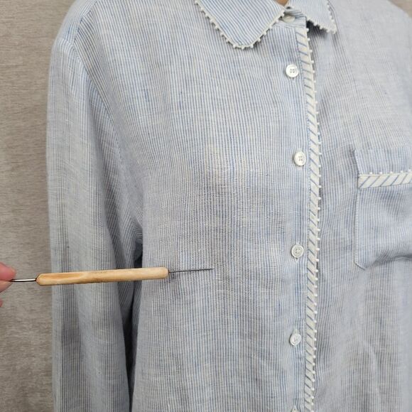 Weekend MaxMara Apotema Linen Canvas Shirt Button Up - Picture 12 of 16